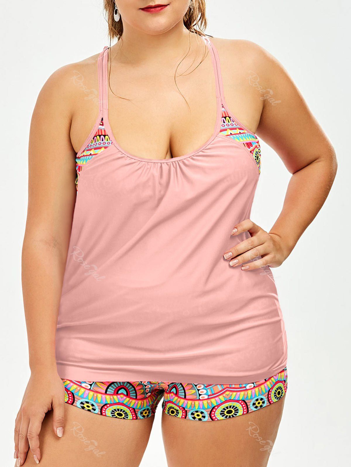 69-off-printed-padded-bra-plus-size-tankini-rosegal