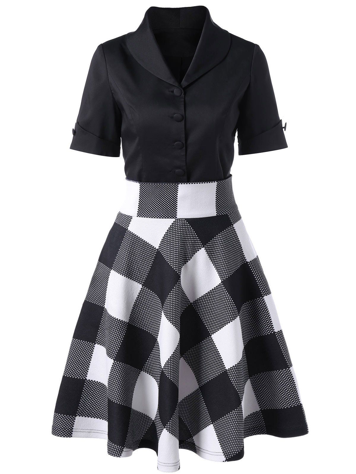 

Shawl Collar Button Up Top, Black