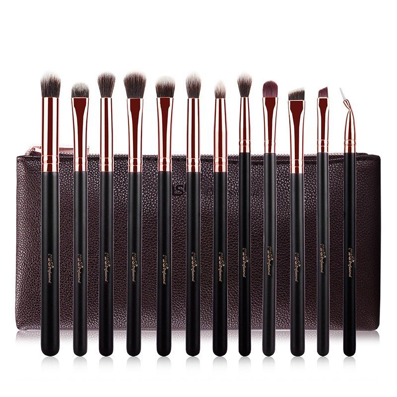 

12 Pcs Eye Fiber Makeup Brushes Kit, Rose gold