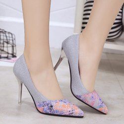 Geometric Pattern Glitter Pumps
