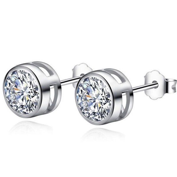 

Rhinestone Stud Tiny Earrings, White