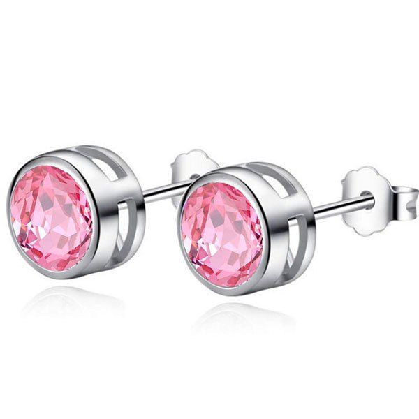 

Rhinestone Stud Tiny Earrings, Pink