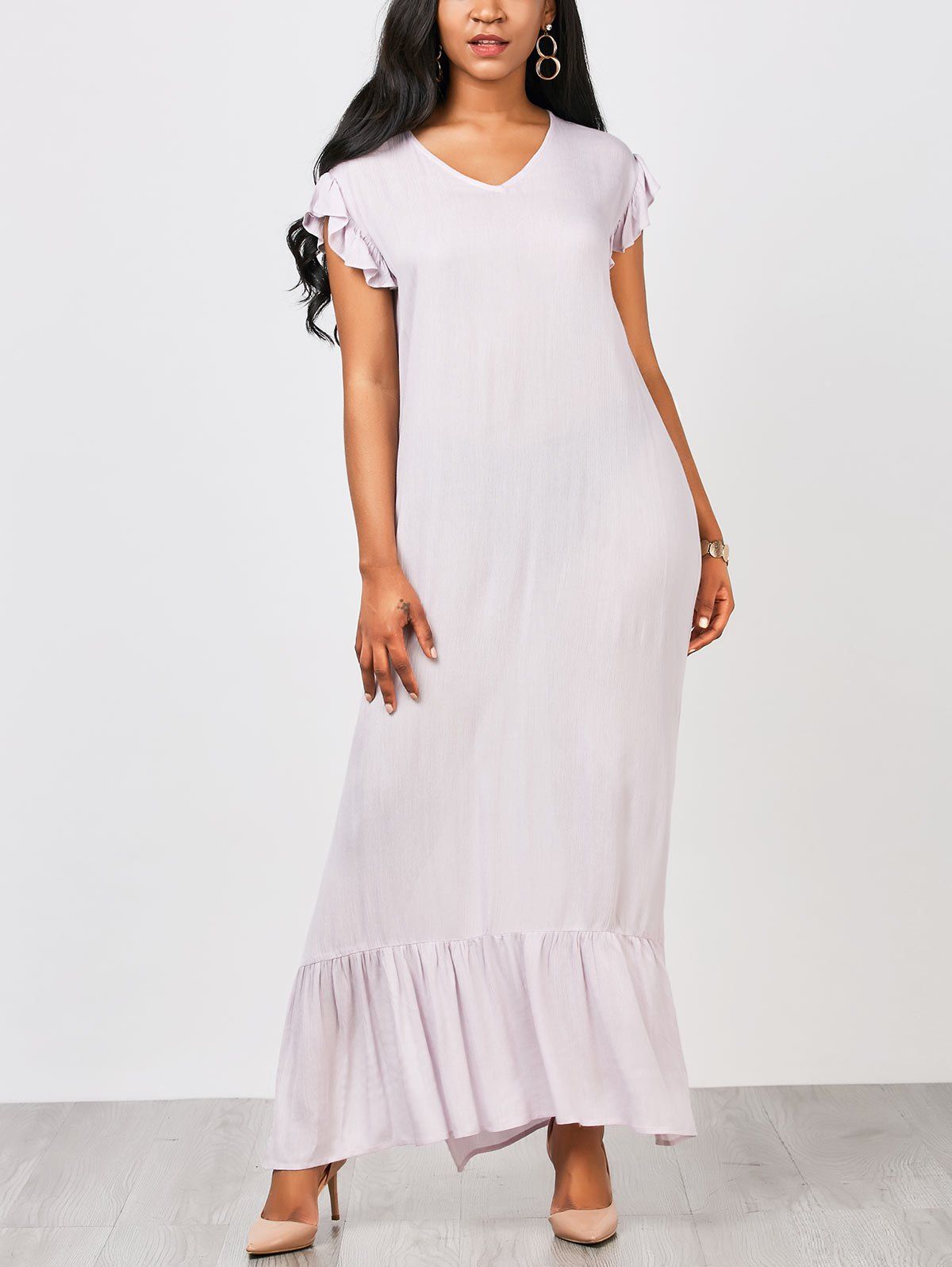straight maxi dress with sleeves