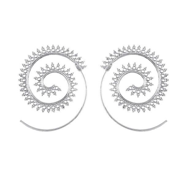 

Metal Circle Hoop Gypsy Earrings, Silver