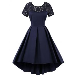 High Low Lace Insert Vintage Dress