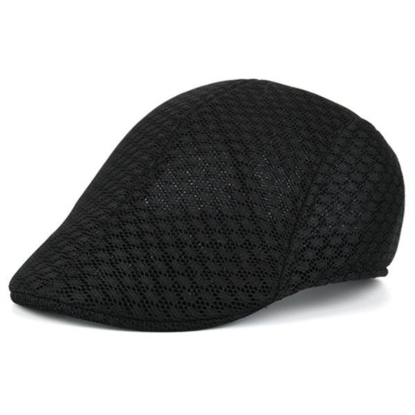 

Summer Hollow Out Mesh Newsboy Hat, Black