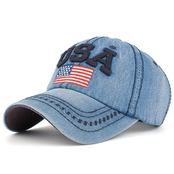 

USA Flag Embroidered Baseball Cap, Cadetblue