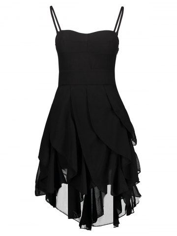 Black Xl Asymmetrical Flounce Slip Gothic Dress | RoseGal.com