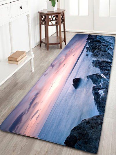 

Sea Print Skidproof Flannel Bathroom Rug, Multicolor