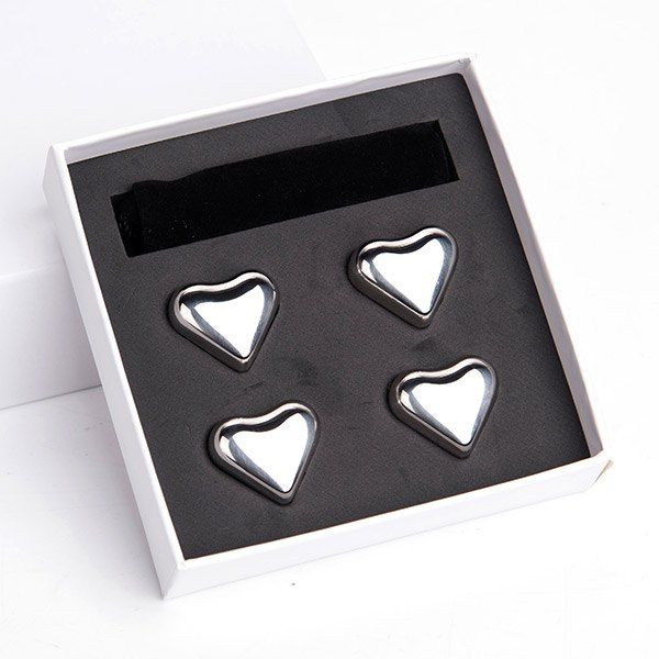 [12 OFF] 4 Pcs Wine Cooling Stone Heart Shape Stainless Steel Ice
