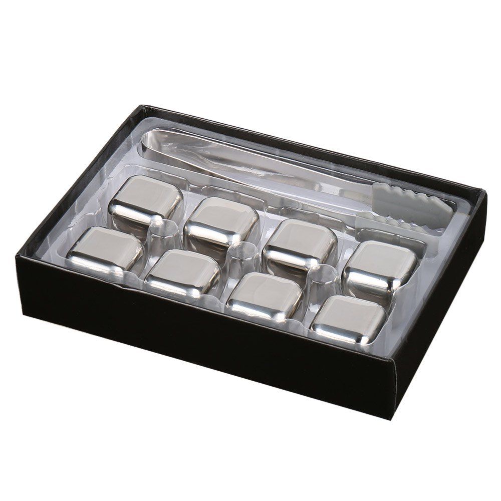 

8 Pcs Stainless Steel Whisky Stone Square Chilling Ice Cubes