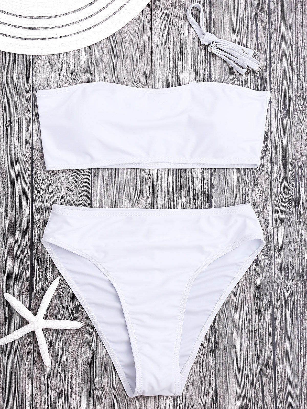 

High Cut Bandeau Bikini Set, White