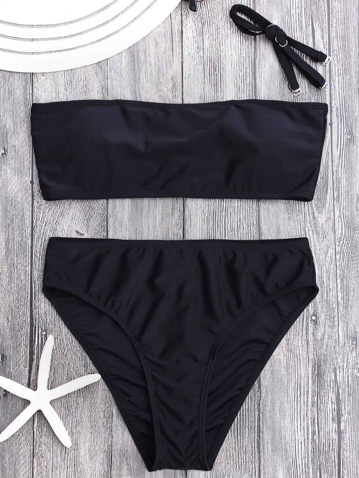 

High Cut Bandeau Bikini Set, Black