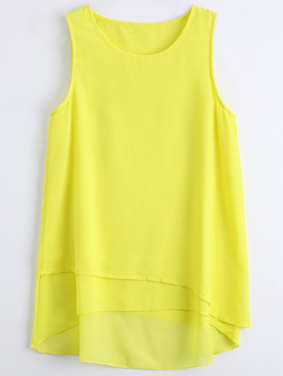 

Sleeveless Asymmetric Chiffon Top, Yellow