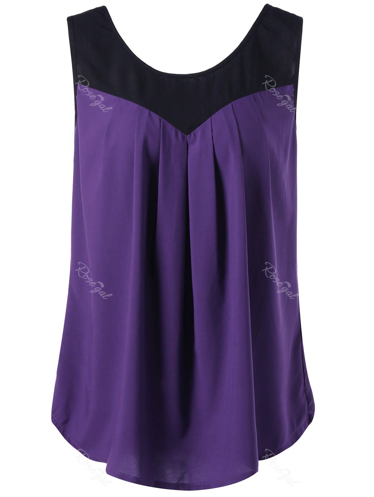 

Curved Plus Size Two Tone Tank Top, Purple
