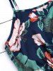 Spaghetti Strap Flower Print Cutout Romper -  