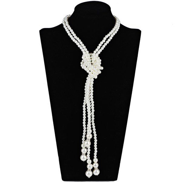 

2PCS Statement Graduated Pearl Necklaces, White