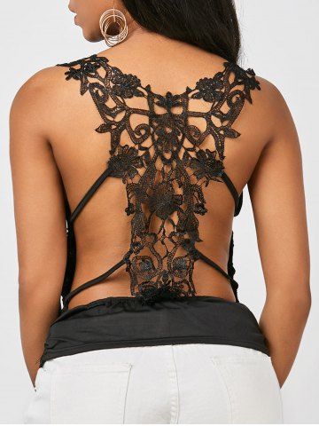 rosegal Ruched Back Lace Tank Top