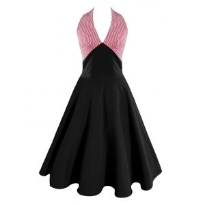 Halter Stripe Swing Vintage Dress
