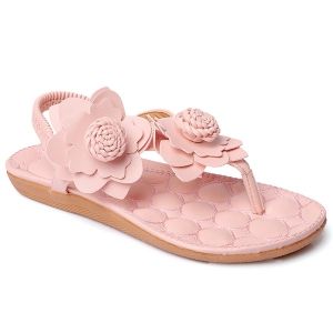 Elastic Band Flowers Faux Leather Sandals