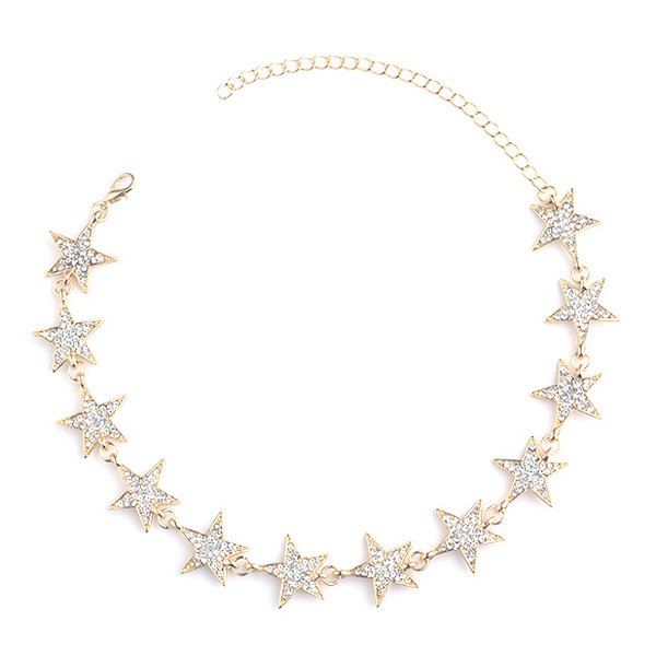 

Rhinestoned Star Choker Necklace, Golden