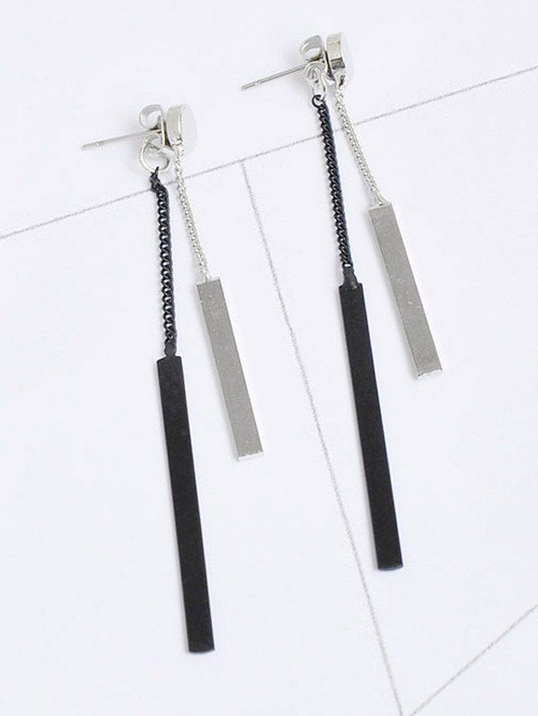 

Alloy Bar Front Back Chain Earrings, Silver