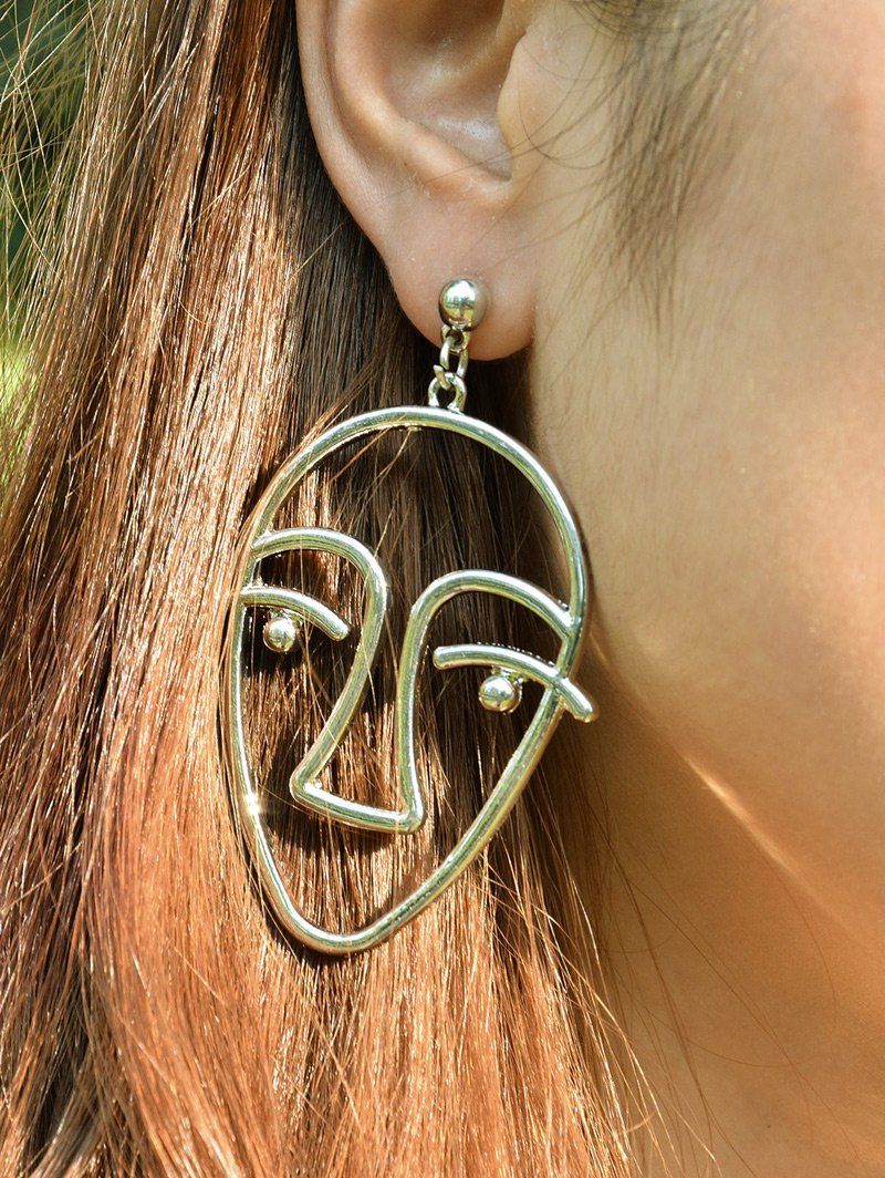 

Funny Metal Face Drop Earrings, Golden