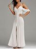 Cold Shoulder Long Backless Slit Prom Dress -  