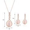 Artificial Opal Teardrop Pendant Jewelry Set -  