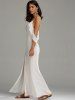 Cold Shoulder Long Backless Slit Prom Dress -  