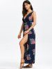 High Slit Floral Backless Tart Maxi Dress -  
