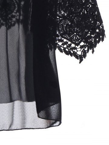 See Thru Lace Insert Chiffon Top