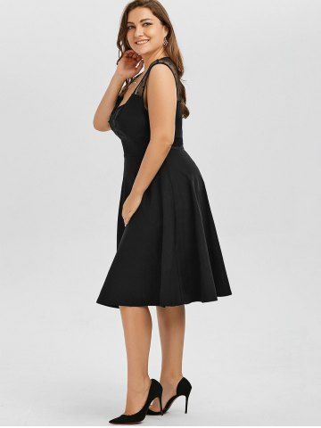 

A Line Mesh Trim Plus Size Sweetheart Dress, Black