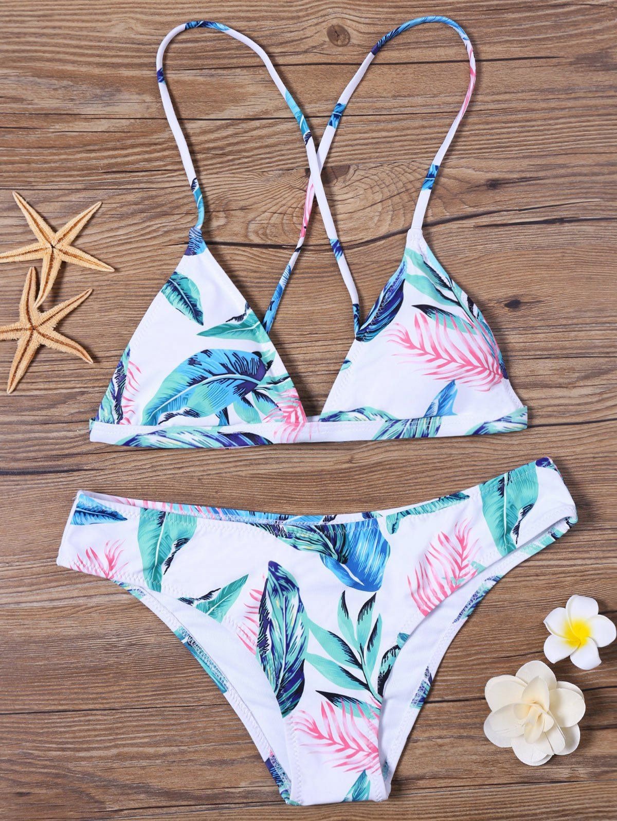 [33% OFF] Tropical Leaf Bikini Set | Rosegal