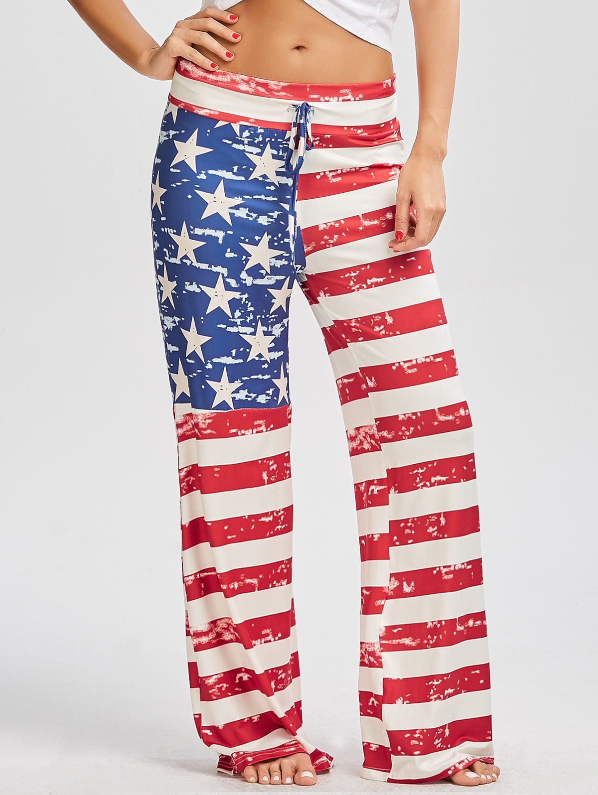 [11 OFF] Patriotic American Flag Drawstring Pants Rosegal