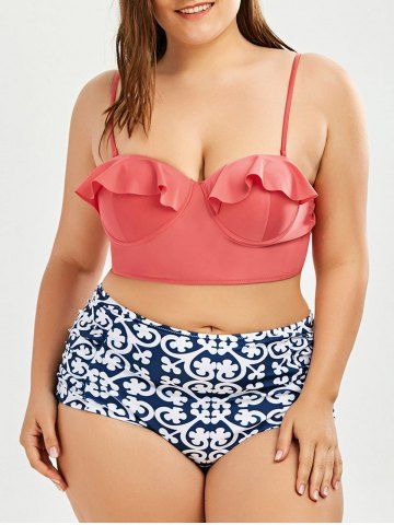 Make model satin ruffle bikini Bun hugger bikini