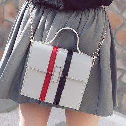 Contrast Stripe Chain Handbag