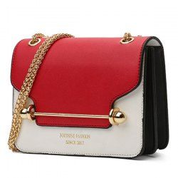 Chain Metal Bar Color Block Crossbody Bag