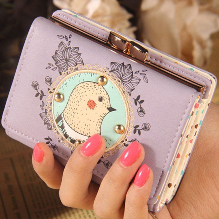 

Tri Fold Cartoon Applique Wallet, Purple