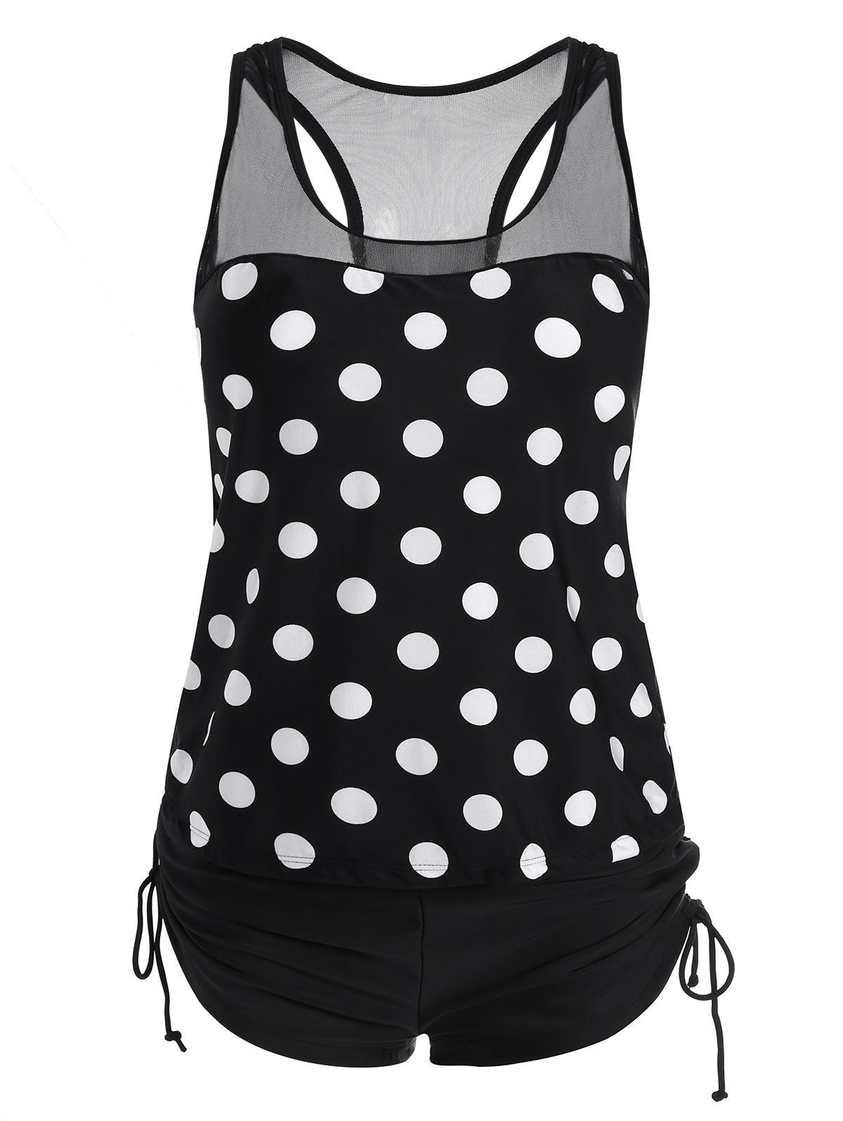 

Racerback Plus Size Polka Dot Tankini Set, Black
