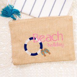 Beach Embroidery Straw Clutch bag