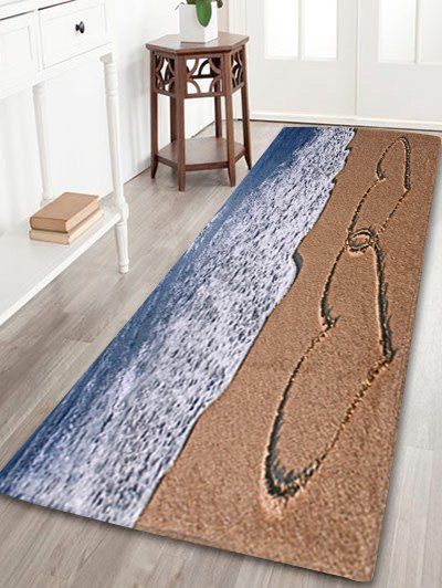 

Beach Heart Print Coral Fleece Bath Area Rug, Colormix