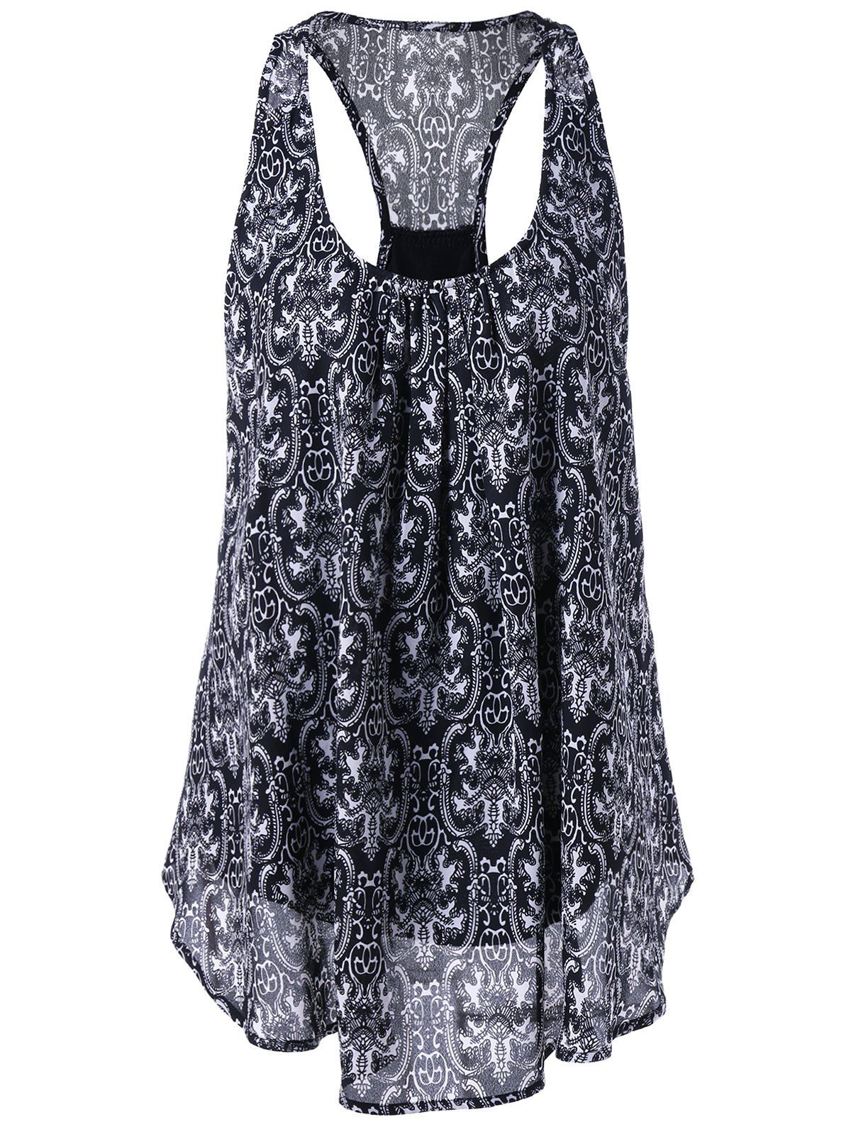 

Print Racerback Tank Top, Black