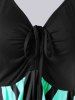 Plus Size Empire Waist Butterfly Pattern Dress -  