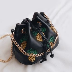 Chain Pineapple Embroidered Bucket Bag