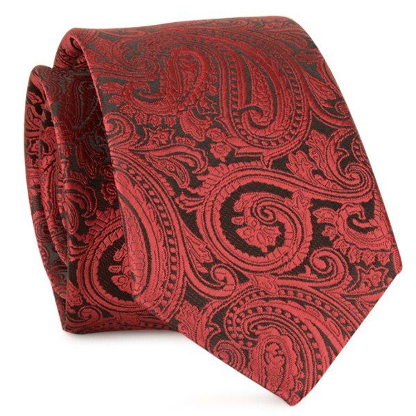 

Anthemia Paisley Pattern Jacquard Tie, Wine red