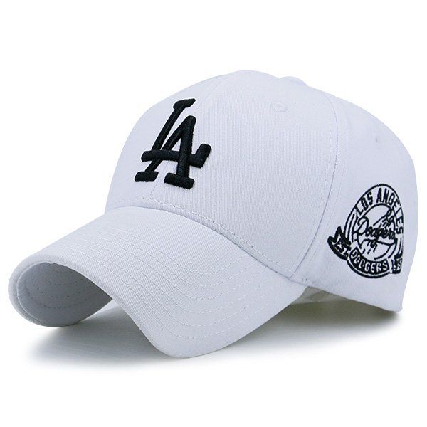

Emblem Letters Embroidered Baseball Hat, White and black