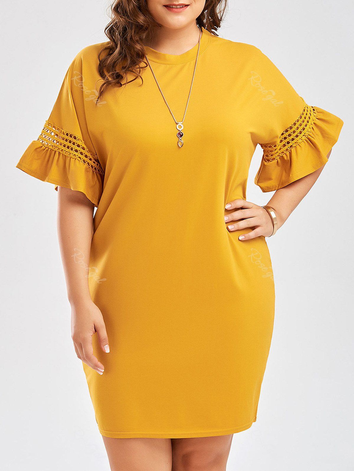 

Plus Size Cutout Flare Sleeve Cocoon Tee Dress, Ginger