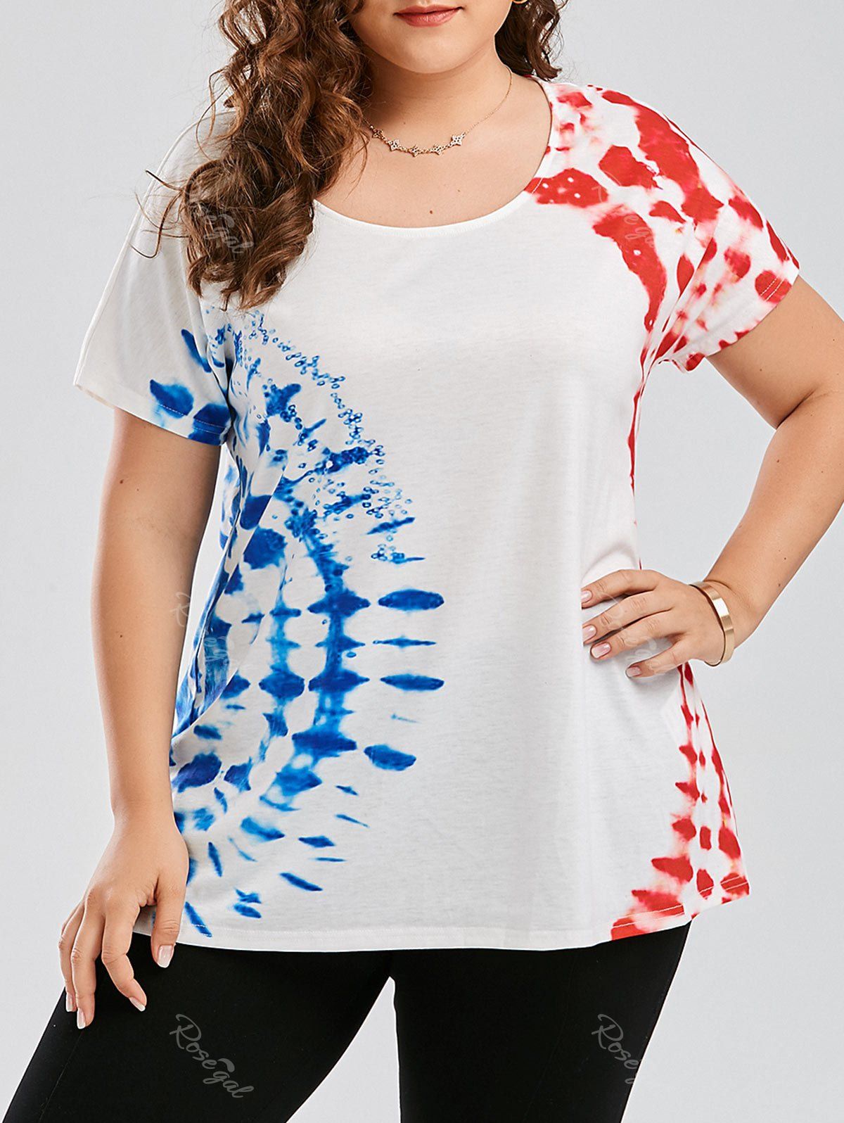 2018 Tie Dye Plus Size T Shirt In White 2xl 