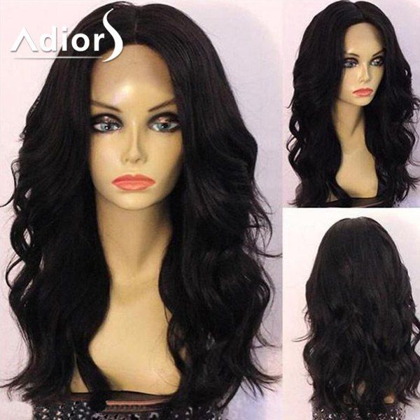 

Adiors Long Center Part Shaggy Wavy Synthetic Wig, Black